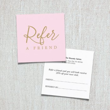 Simple Elegant Pale Rose Golden Referral Card by pro_business_card at Zazzle