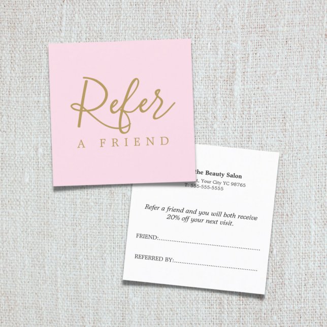 Simple Elegant Pale Rose Golden Referral Card
