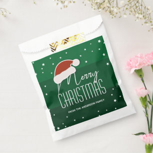 Simple Elegant Papercut Santa Hat Merry Christmas Favor Bag