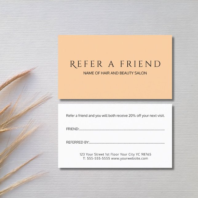 Simple Elegant Pastel Black White Referral Card (Creator Uploaded)