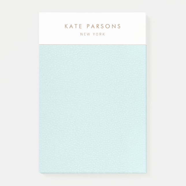 Simple Elegant Pastel Blue Leather Border Notepad (Front)