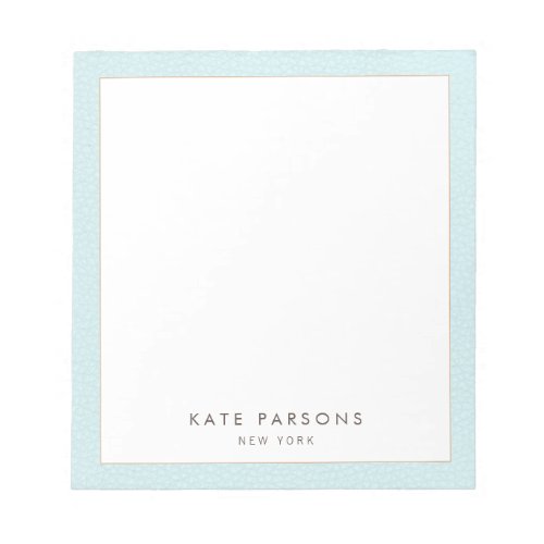 Simple Elegant Pastel Blue Leather Border Notepad
