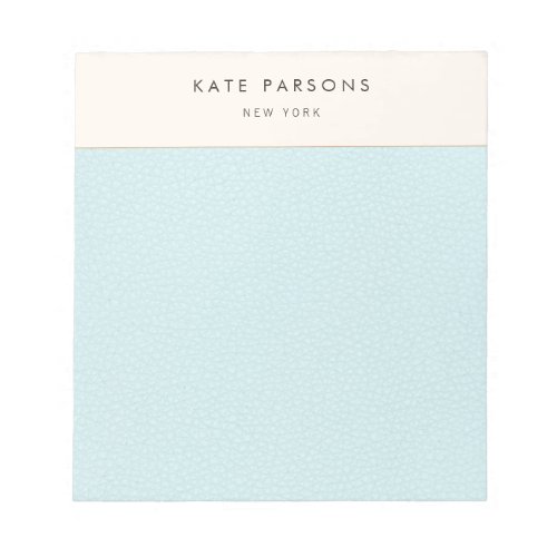Simple Elegant Pastel Blue Leather Border Notepad