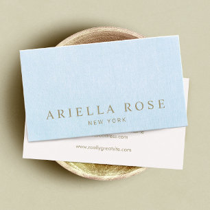 Simple  Elegant Pastel Blue Linen Professional Business Card