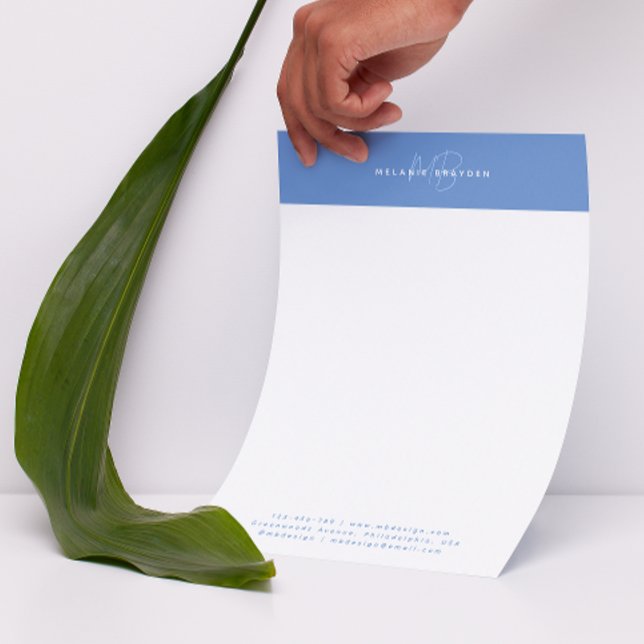 Simple Elegant Pastel Blue Minimalist Two Monogram Letterhead (Creator Uploaded)