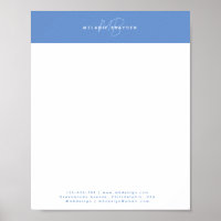 Simple Elegant Pastel Blue Minimalist Two Monogram