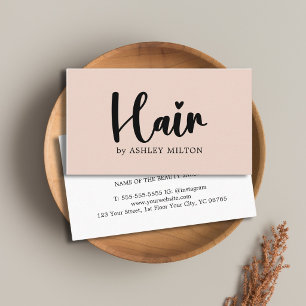 Simple Elegant Pastel Bold Black Hair Stylist Business Card