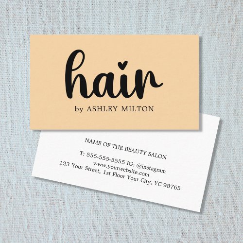 Simple Elegant Pastel Bold Black Hair Stylist Business Card