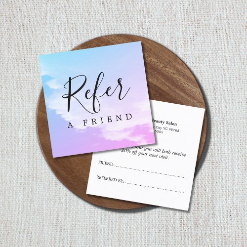 Simple Elegant Pastel Colorful Beauty Referral Card