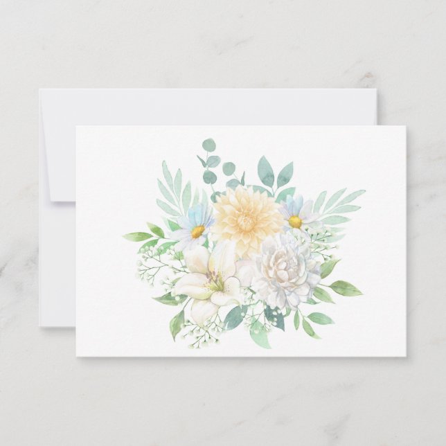 Simple Elegant Pastel Floral Bouquet Flat Note Card (Front)