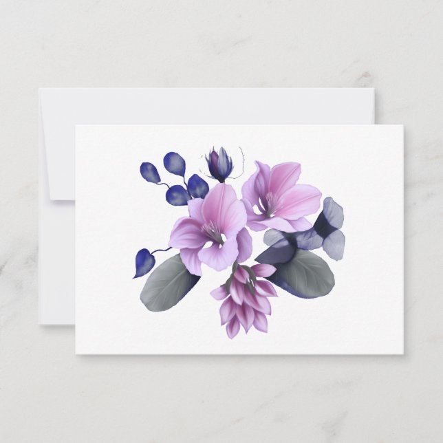 Simple Elegant Pastel Lavender Floral Flat  Note Card (Front)