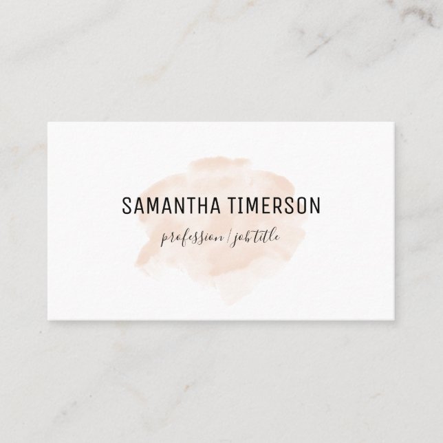 Simple Elegant Peach Watercolor Professional Business Card (Front)