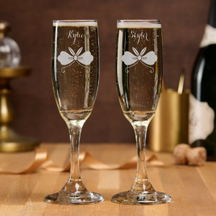Simple Elegant Personalized Champagne Flutes