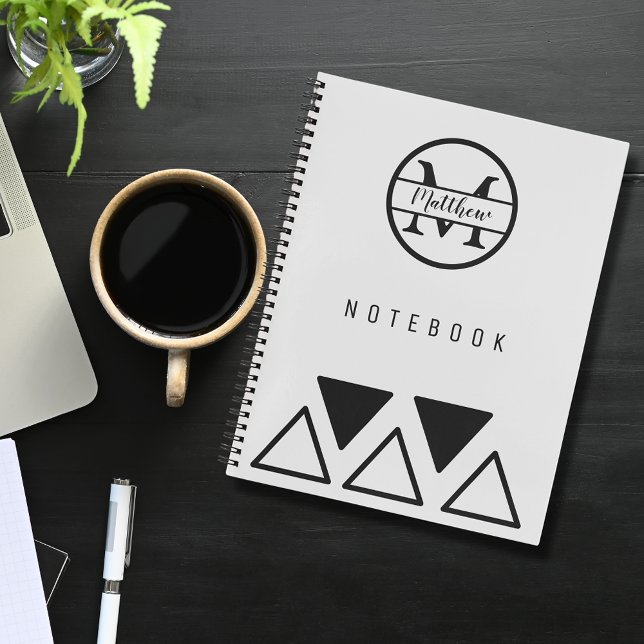 Simple Elegant Personalized Monogram Silver White Notebook (Creator Uploaded)