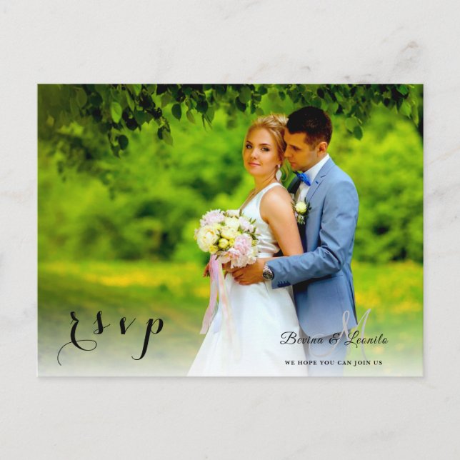 Simple Elegant Personalized Photo Rsvp Postcard (Front)