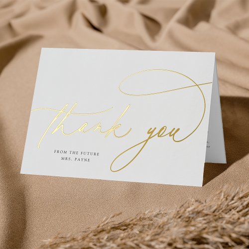 Simple Elegant Personalized Photo Thank You Foil Greeting Card