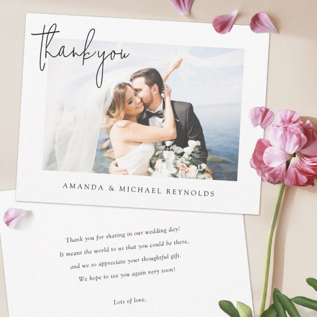 Simple Elegant Personalized Photo Wedding  Thank You Card (Creator Uploaded)