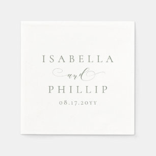 Simple elegant personalized sage green wedding napkins