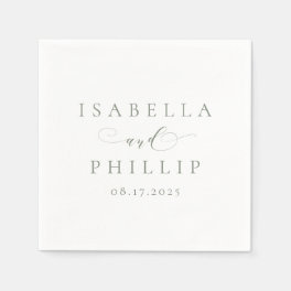 Simple elegant personalized sage green wedding napkins