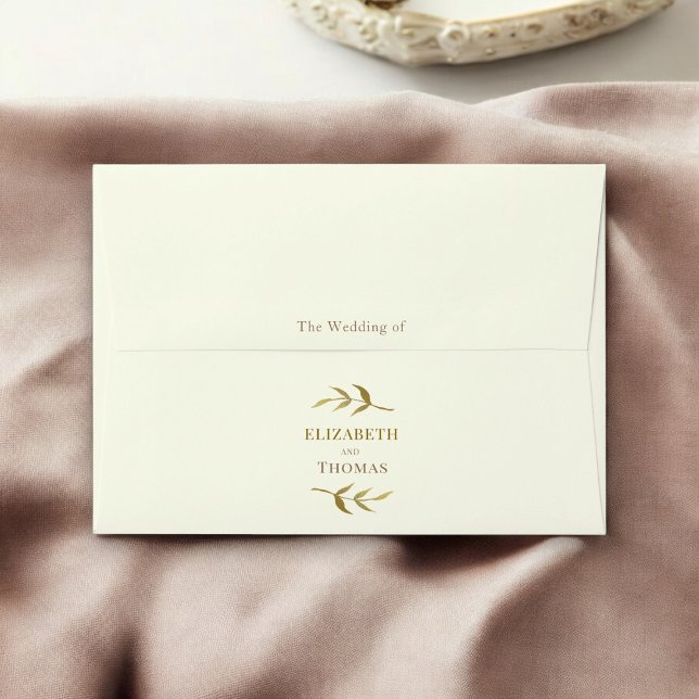 simple elegant personalized wedding  envelope (personalized elegant ivory and gold wedding envelope matching wedding suite available )