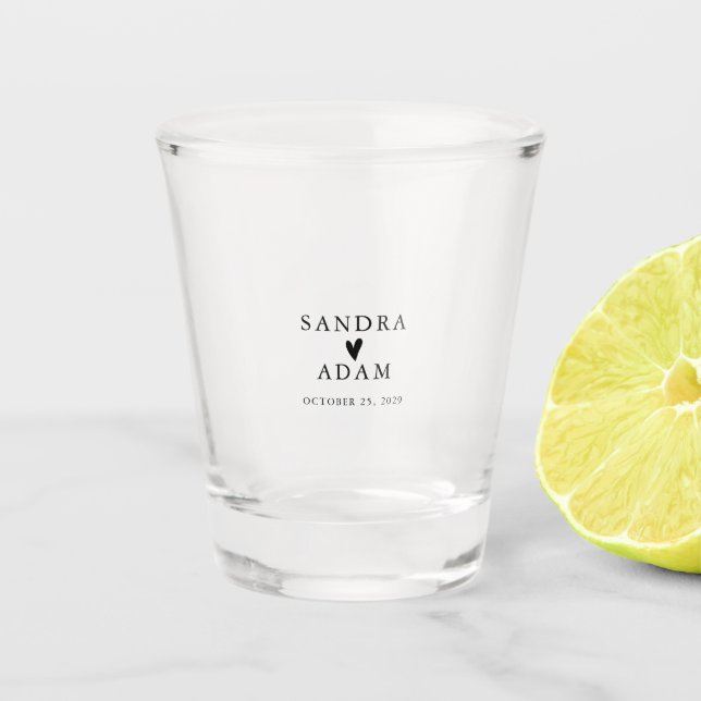 Simple Elegant Personalized Wedding Favor  Shot Glass (Front)