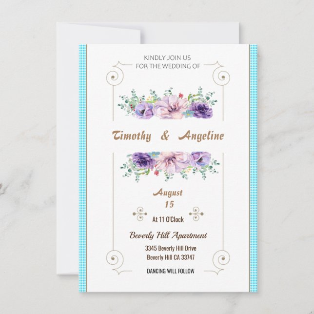 Simple Elegant Personalized Wedding Invitation  (Front)