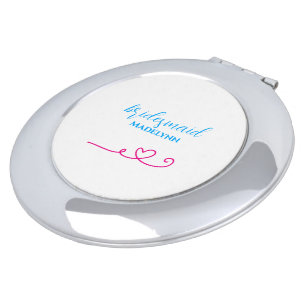 Simple Elegant Personalized White Bridesmaid Compact Mirror
