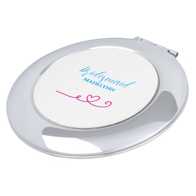 Simple Elegant Personalized White Bridesmaid  Compact Mirror (Turned)