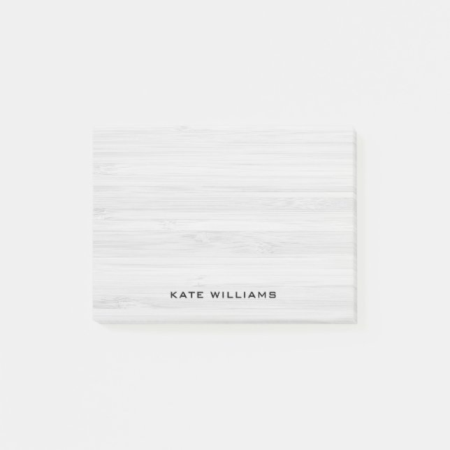 Simple Elegant Personalized White Wood Post-it Notes (Front)