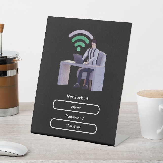 Simple Elegant Personalized Wifi Network Password Pedestal Sign (In SItu)