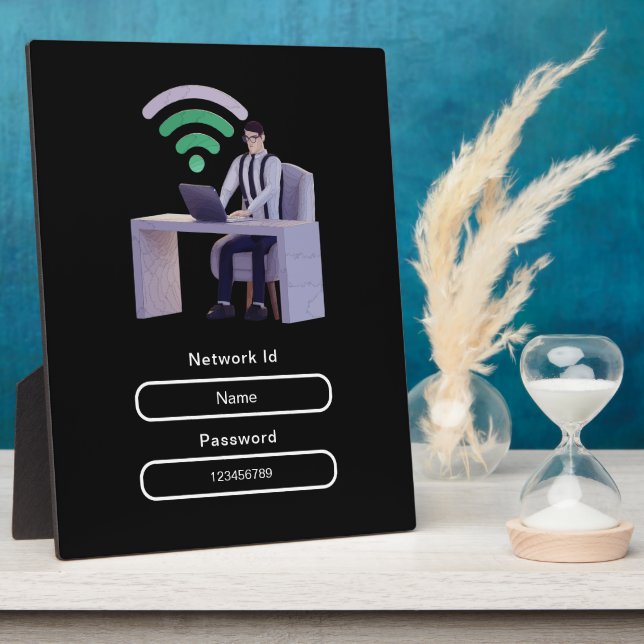Simple Elegant Personalized Wifi Network Password Plaque (Side)