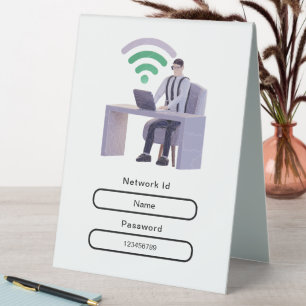 Simple Elegant Personalized Wifi Network Password Table Tent