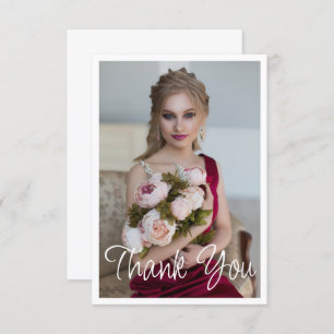 Simple Elegant Photo Bat Mitzvah Birthday Thank You Card