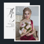 Simple Elegant Photo Bat Mitzvah Birthday Thank You Card<br><div class="desc">Simple Elegant Photo Bat Mitzvah Birthday Thank You Card features the elegant text "Thank You" in white calligraphy script on the front with your personalized message on the reverse. Personalize by editing the text in the text boxes. Designed by ©Evco Studio www.zazzle.com/store/evcostudio</div>
