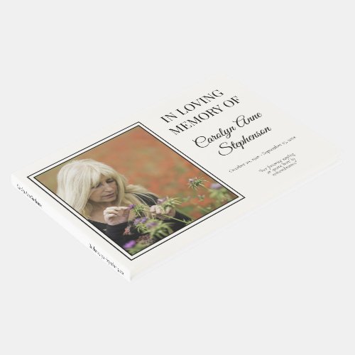 Simple Elegant Photo Black Bereavement  Funeral Guest Book