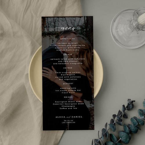 Simple elegant photo black wedding menu