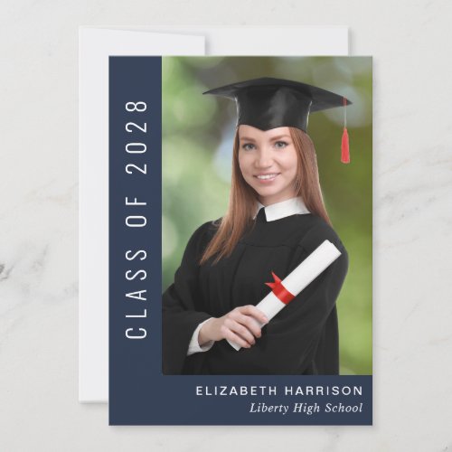 Simple Elegant Photo Blue Graduation Announcement