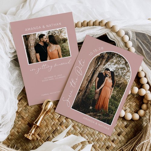 Simple Elegant Photo Blush Pink Wedding Save The Date