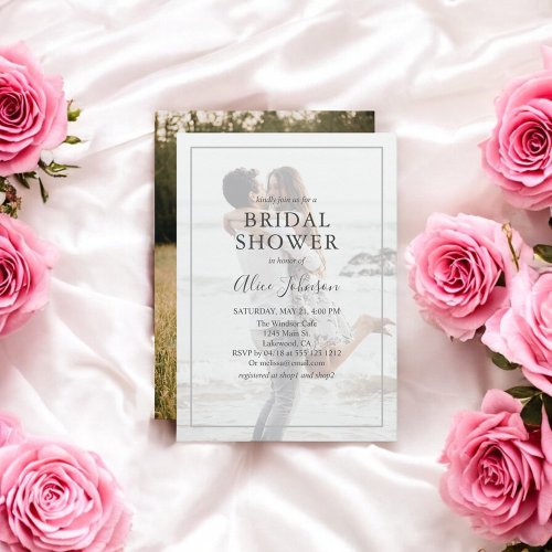 Simple Elegant Photo Bridal Shower Invitation