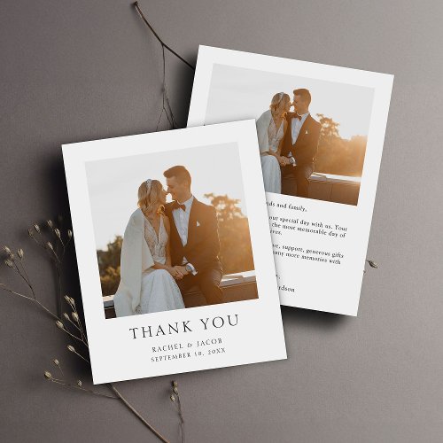 Simple Elegant Photo Budget Wedding Thank You Card