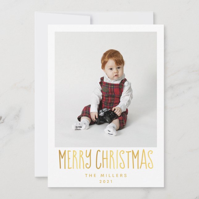 Simple Elegant Photo Card for Christmas & Holidays (Front)
