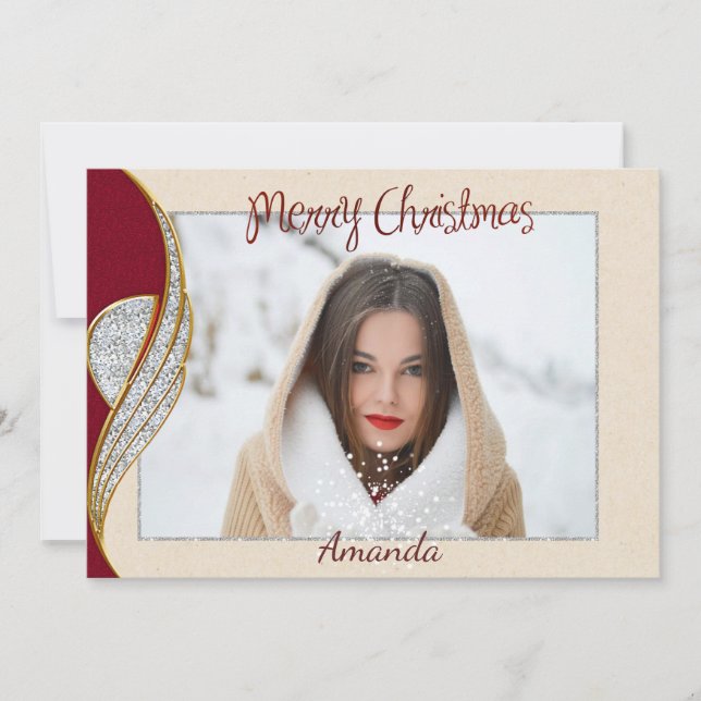 Simple Elegant Photo Christmas Card (Front)