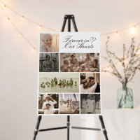 Simple Elegant Photo Collage Funeral Memorial Sign