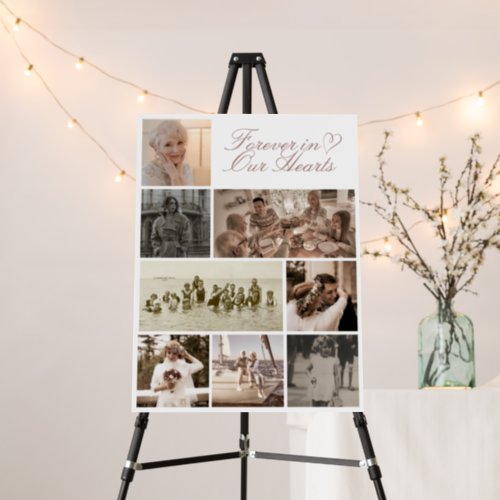 Simple Elegant Photo Collage Funeral Memorial Sign