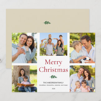Simple Elegant Photo Collage Merry Christmas Holiday Card
