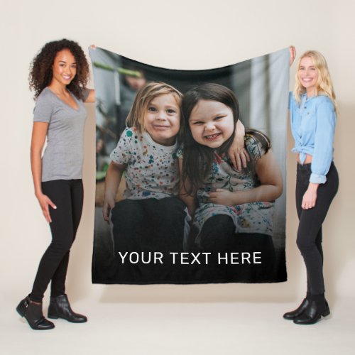 Simple Elegant Photo  Custom Text Fleece Blanket