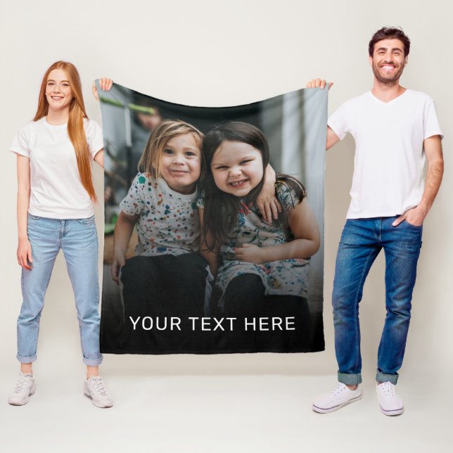 Simple Elegant Photo & Custom Text Fleece Blanket (In Situ)
