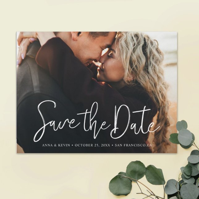 Simple Elegant Photo Custom Wedding Save the Date Magnetic Invitation (Creator Uploaded)