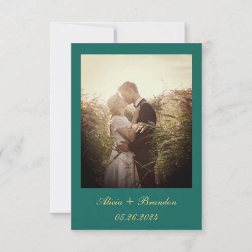 Simple Elegant Photo Emerald Green Text Wedding Save The Date