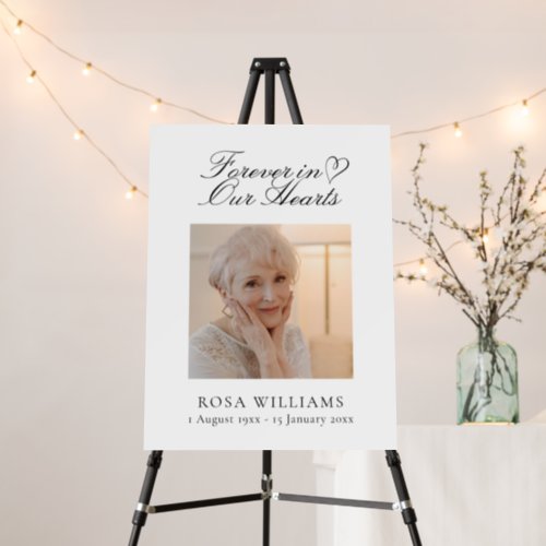 Simple Elegant Photo Funeral Memorial Sign